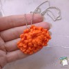 Кулон Квітка хризантеми помаранчева матова. Ручна робота